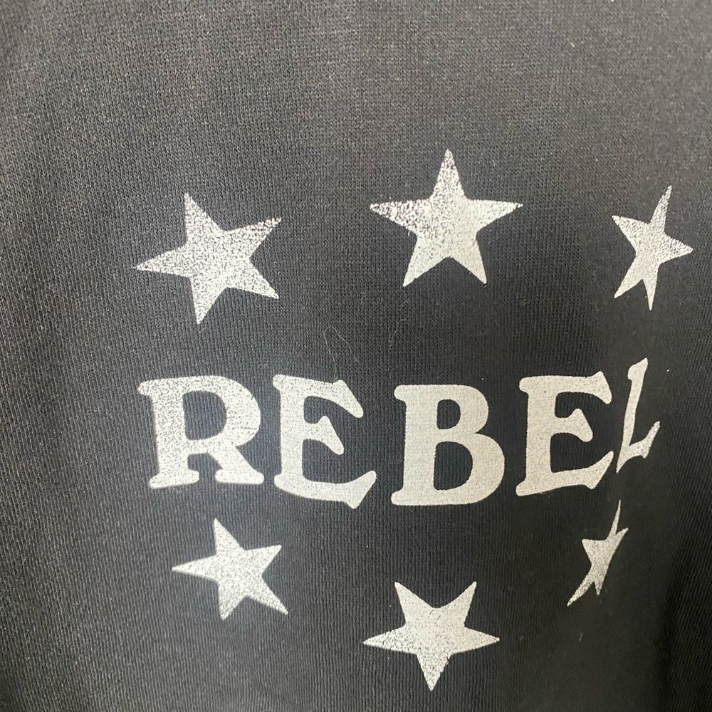 Rebecca Minkoff Rebel Print Pullover Black Sweatshirt sz L - Picture 3 of 4